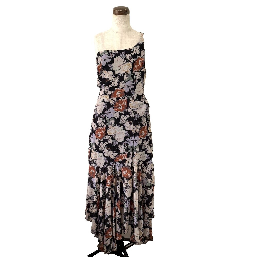 ASTR The Label Black Floral Maxi Dress One Sleeve Women’s Sz Medium Wedding Boho